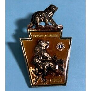 1983 Pennsylvania Lions Club-Bears on br Keystone shaped Pin